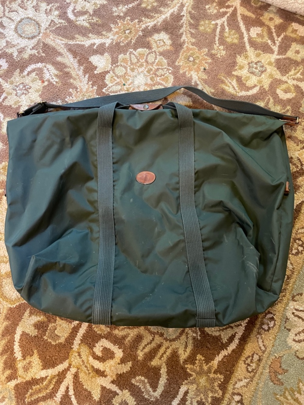 Longchamp Vintage Le Pliage Dark Green  Nylon Travel Satchel Bag - very Large